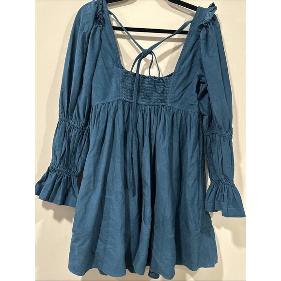 NWT ANTHROPOLOGIE LONG SLEEVES FOREST GREEN CORDUROY BABYDOLL DRESS SMALL 2032 - Picture 5 of 9